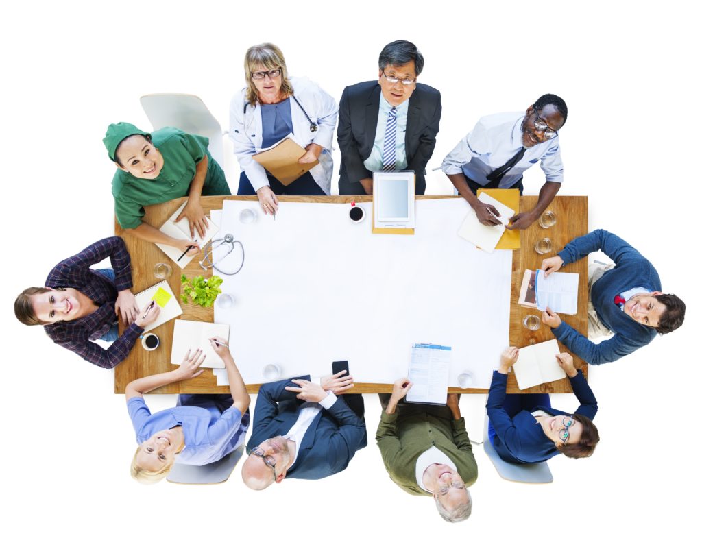 Group of People with Various Occupations in a Meeting