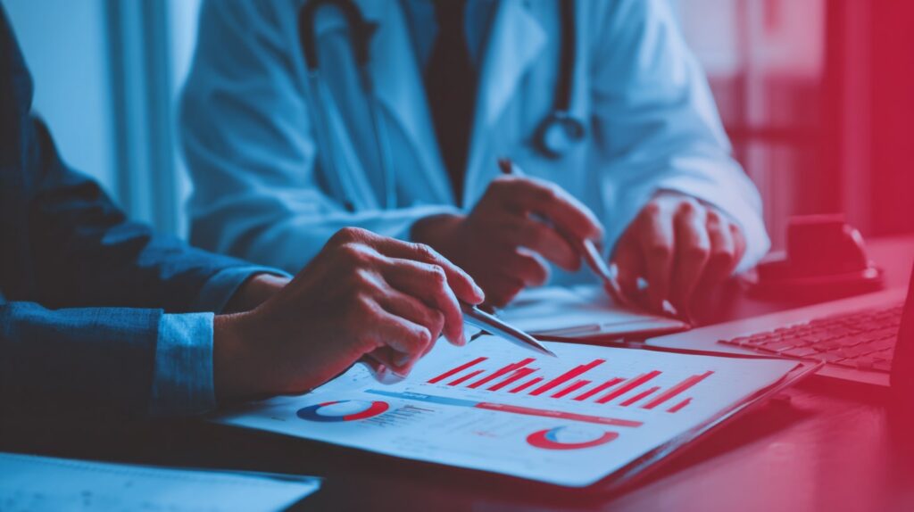 Pharmacien en rendez-vous avec un expert-comptable spécialisé pour optimiser la gestion financière