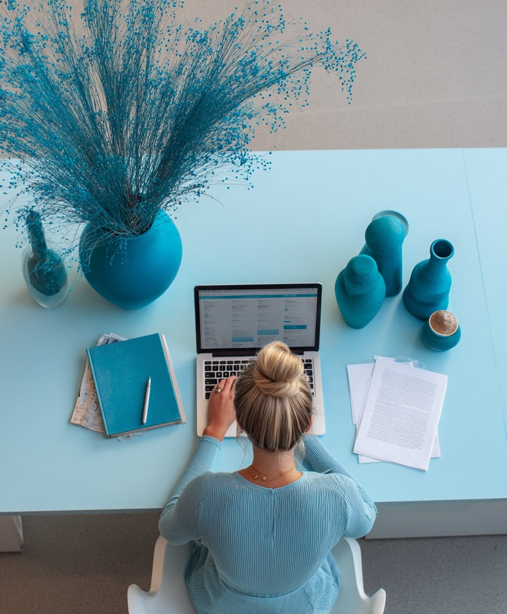 Consultant indépendant travaillant sa comptabilité sur ordinateur dans un bureau moderne