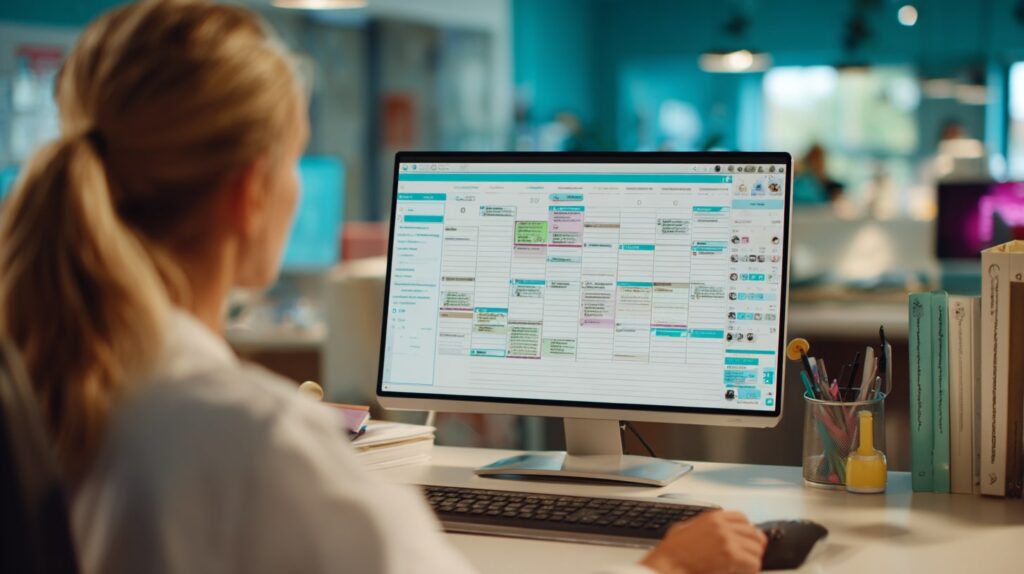 Pharmacien organisant les plannings de son équipe pour optimiser les charges de personnel