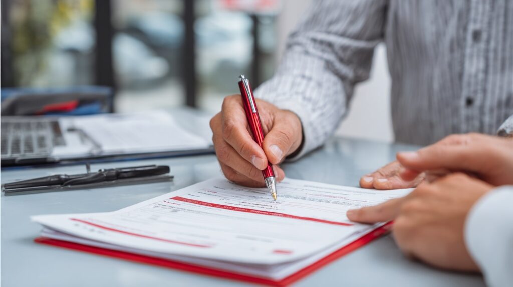 Conseiller montrant un formulaire Cerfa pour reçus fiscaux à un dirigeant d’association