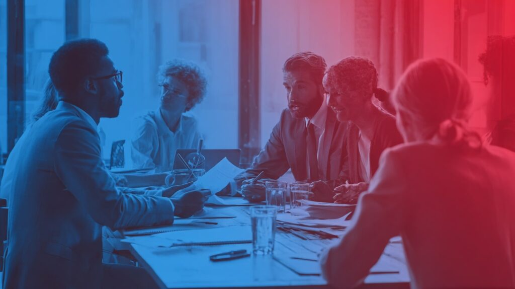 Réunion de direction d’une association sur les reçus fiscaux — stratégie et conformité