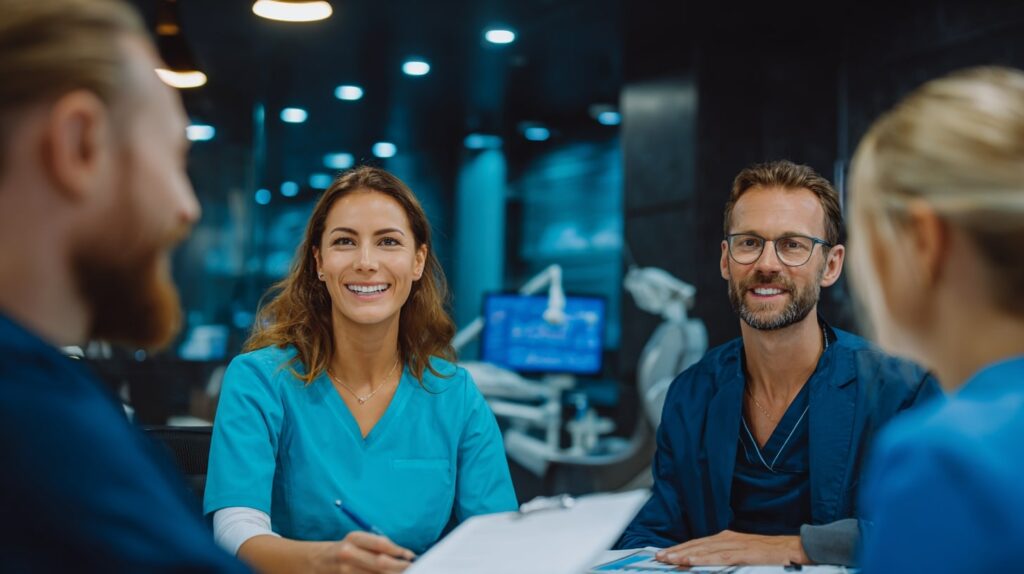 Réunion entre un dentiste libéral et un expert-comptable spécialisé