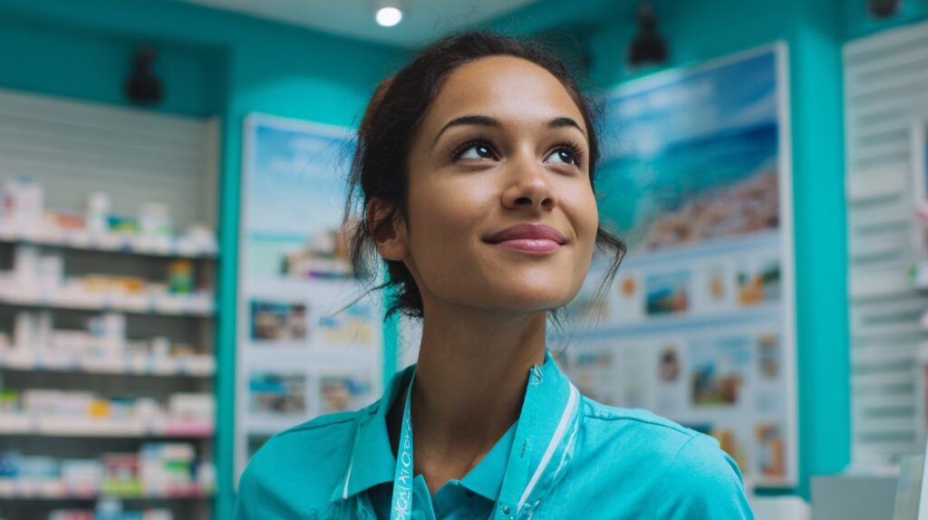 Préparateur pharmacie découvrant son évolution de carrière