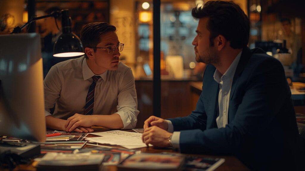 Opticien inquiet expliquant un incident de sécurité à un client