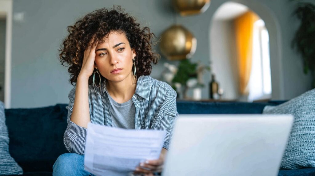 Femme découvrant qu’elle est concernée par la CDHR sur son avis d’imposition.