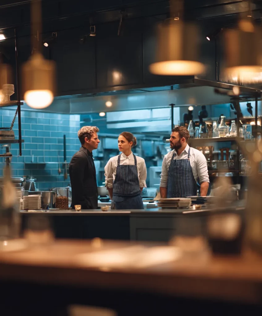 Prime de cooptation en restauration — dirigeant et équipe en brief de recrutement