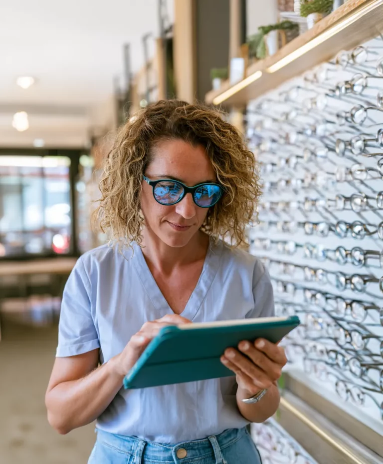 Opticien indépendant analysant l'impact du 100 % Santé sur ses marges en 2026.