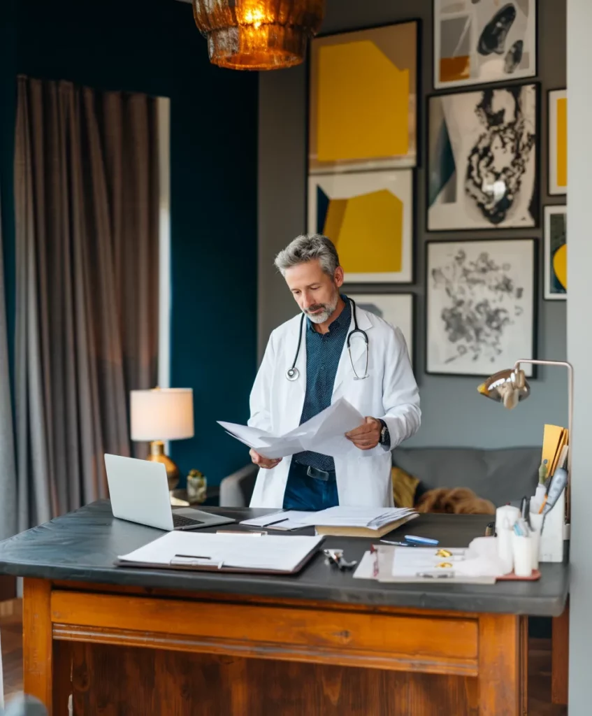 Médecin généraliste analysant sa rémunération forfaitaire FMT 2026