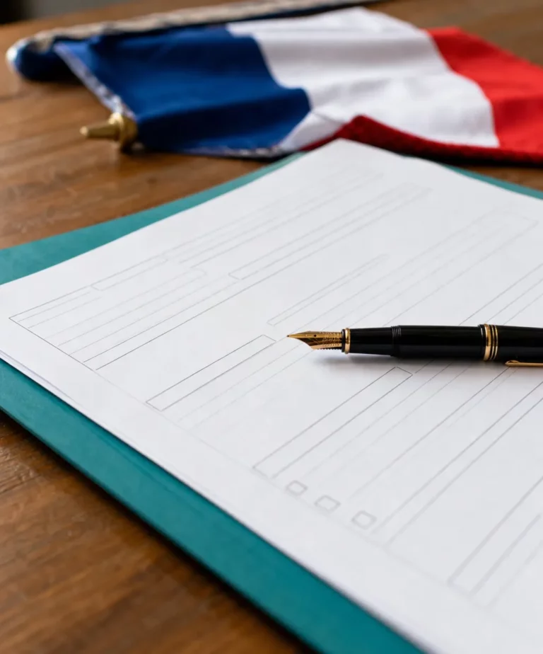 Dossier de demande de subvention et contrat d'engagement républicain d'une association, stylo et drapeau tricolore