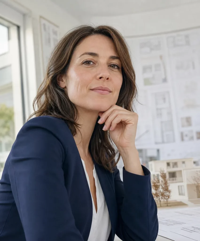 Profession libérale en BNC concernée par la facturation électronique, portrait d'une architecte française confiante