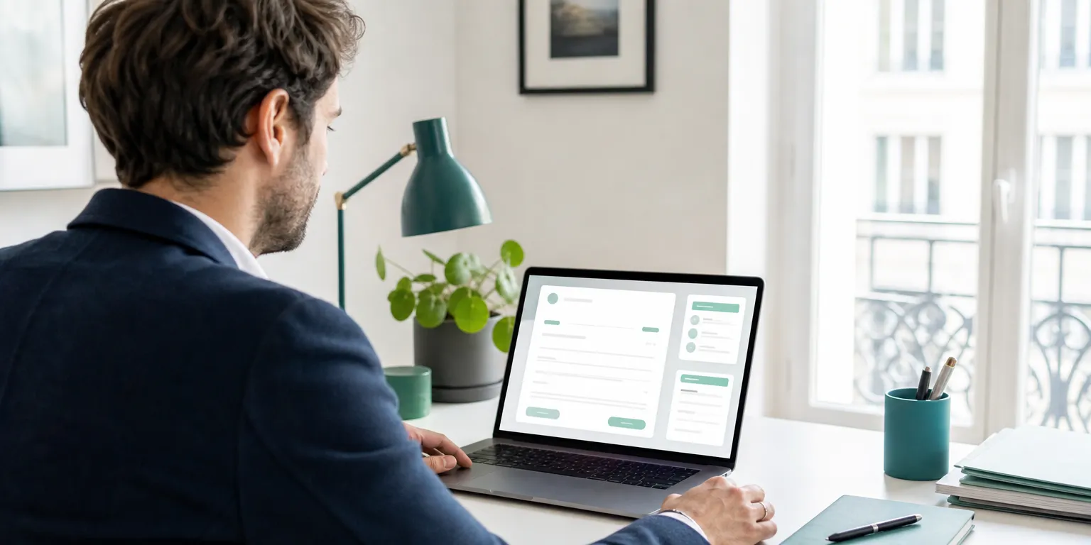 Libéral en BNC recevant une facture électronique sur son écran, e-invoicing en profession libérale