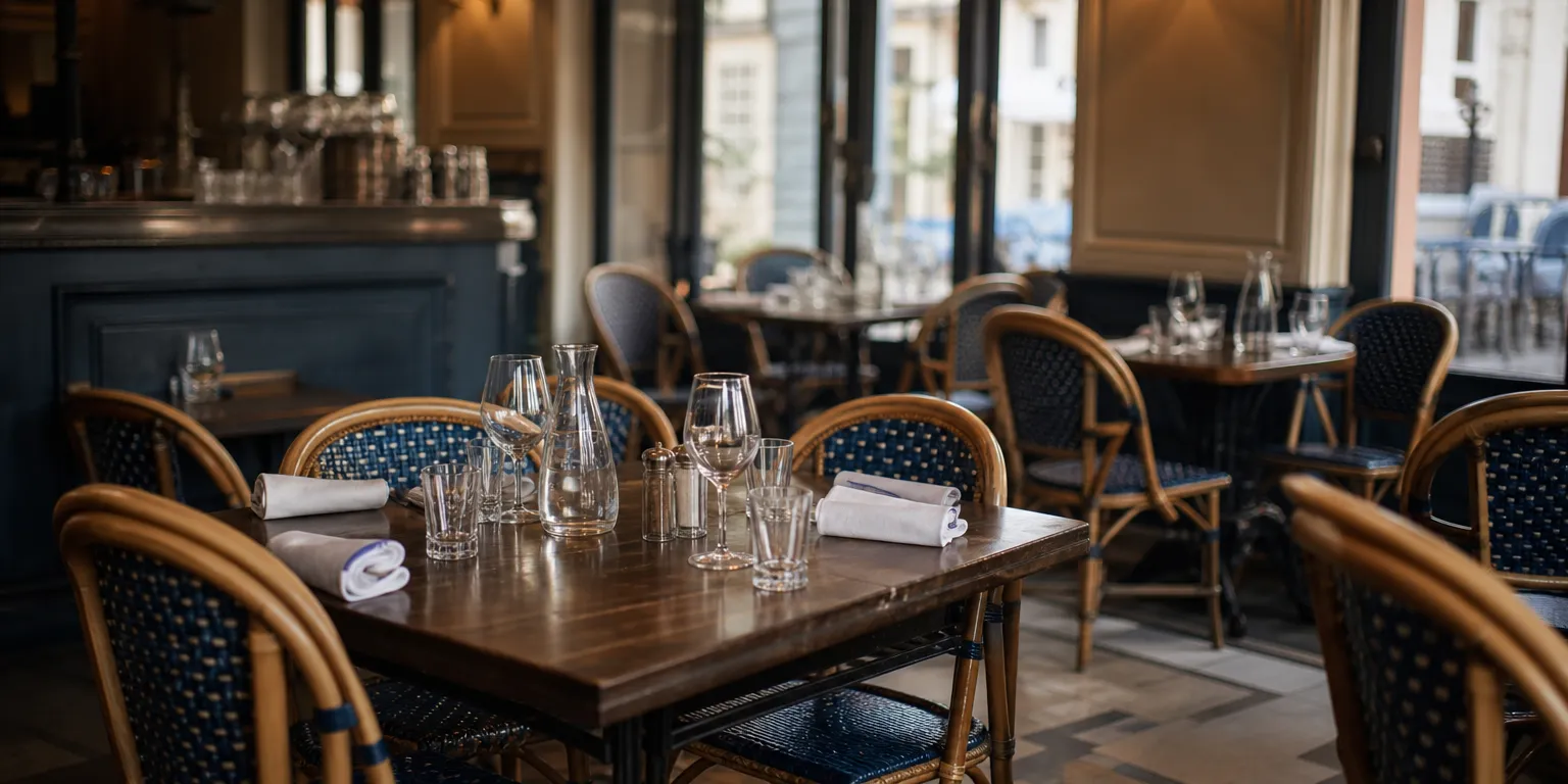 Salle d'un restaurant traditionnel français, cadre du titre de maître restaurateur créé en 2007 et réformé par le décret du 10 juillet 2026