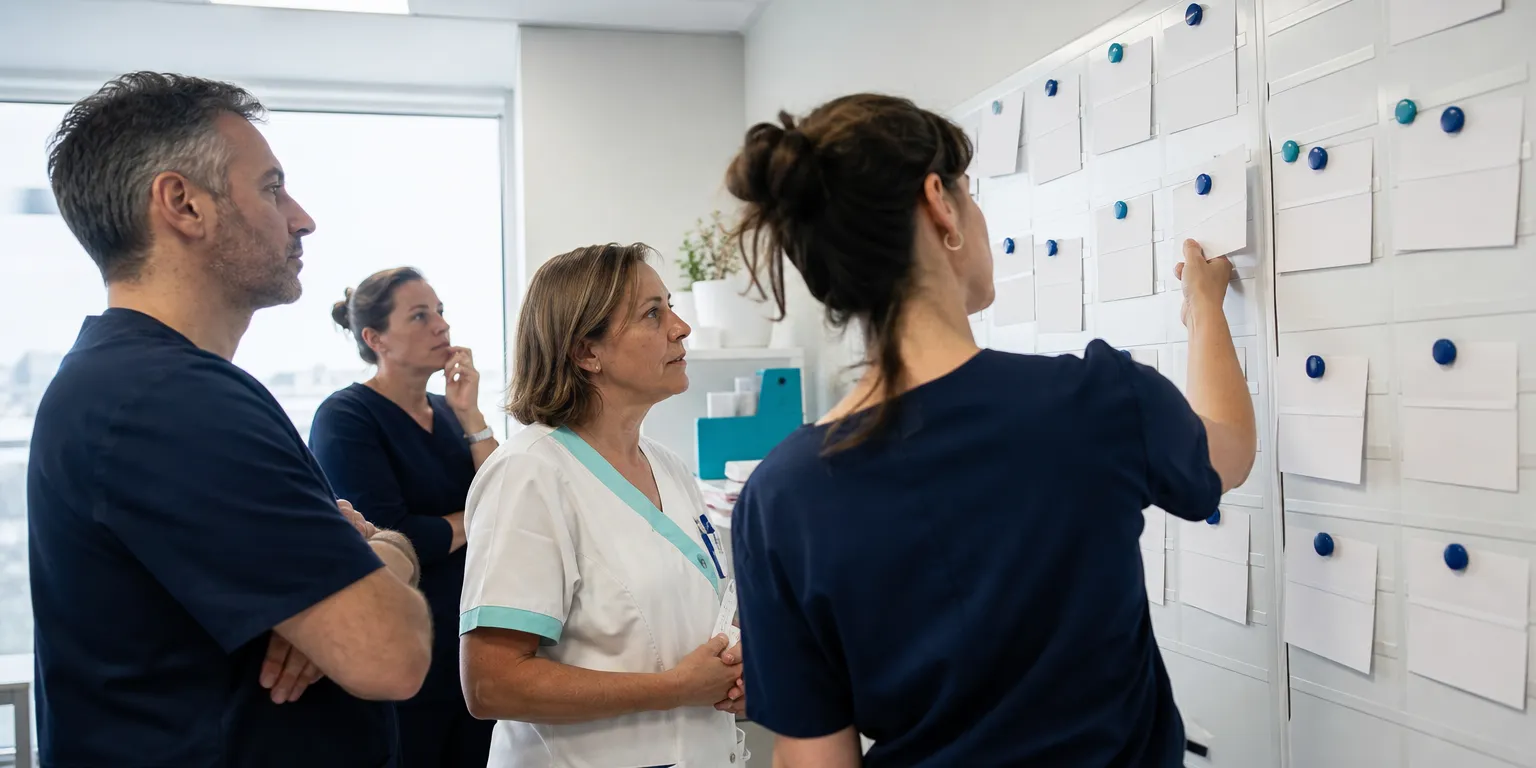 Équipe de soins organisant les opportunités du financement France Santé