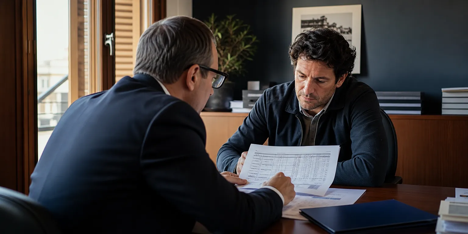 Expert-comptable chiffrant le coût complet d'un dossier de rupture conventionnelle avec un dirigeant de PME
