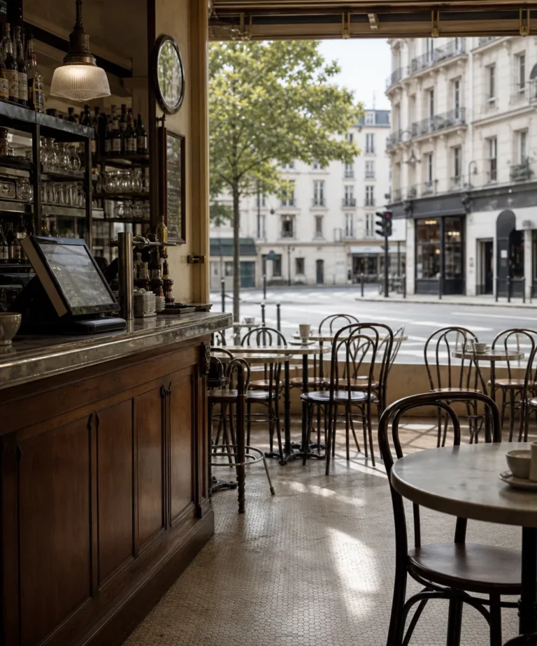Intérieur d'un bistro français, décor du guide TVA en restauration 2026