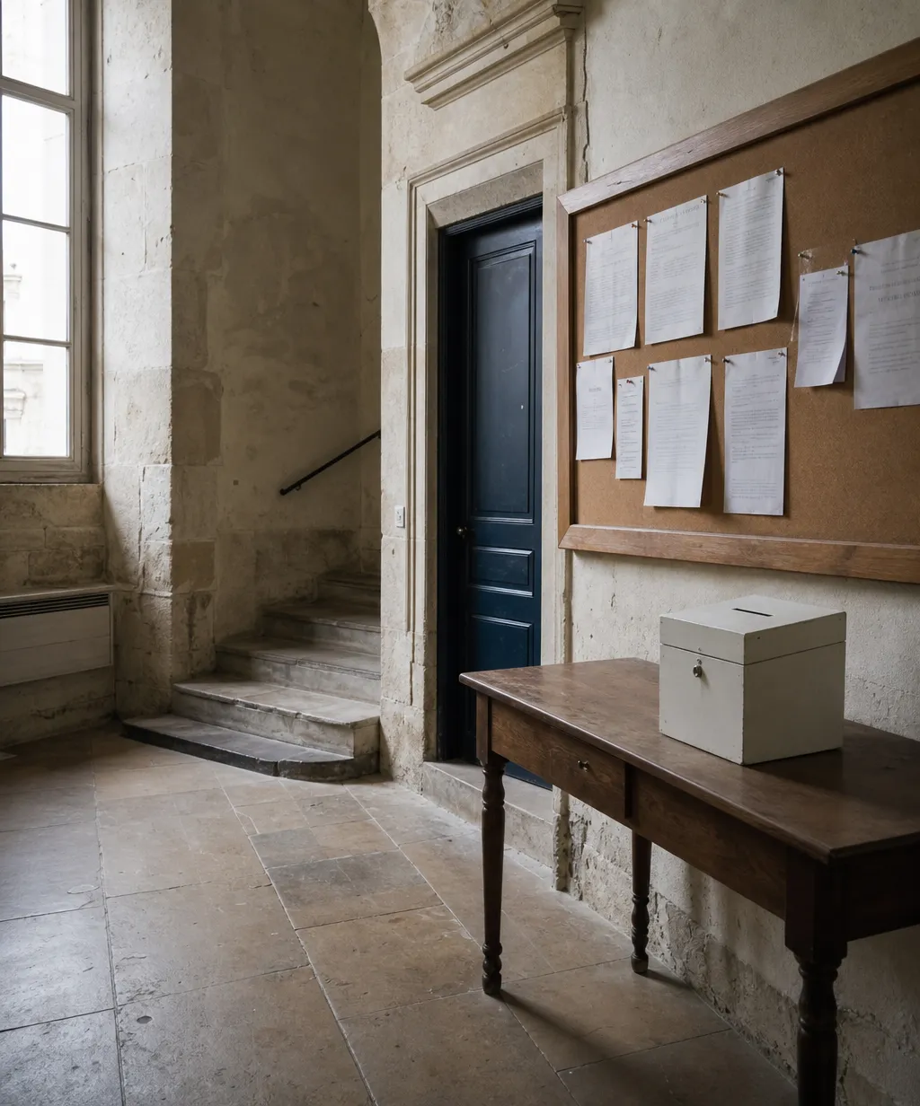 Hall d'entrée d'une association loi 1901 française menant un appel générosité publique