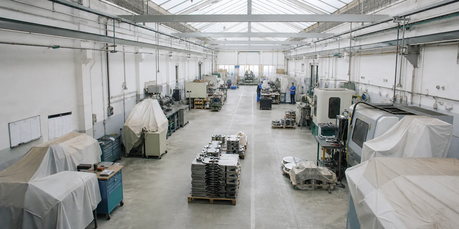 Atelier de PME tournant au ralenti, illustration des motifs de recours au chômage partiel
