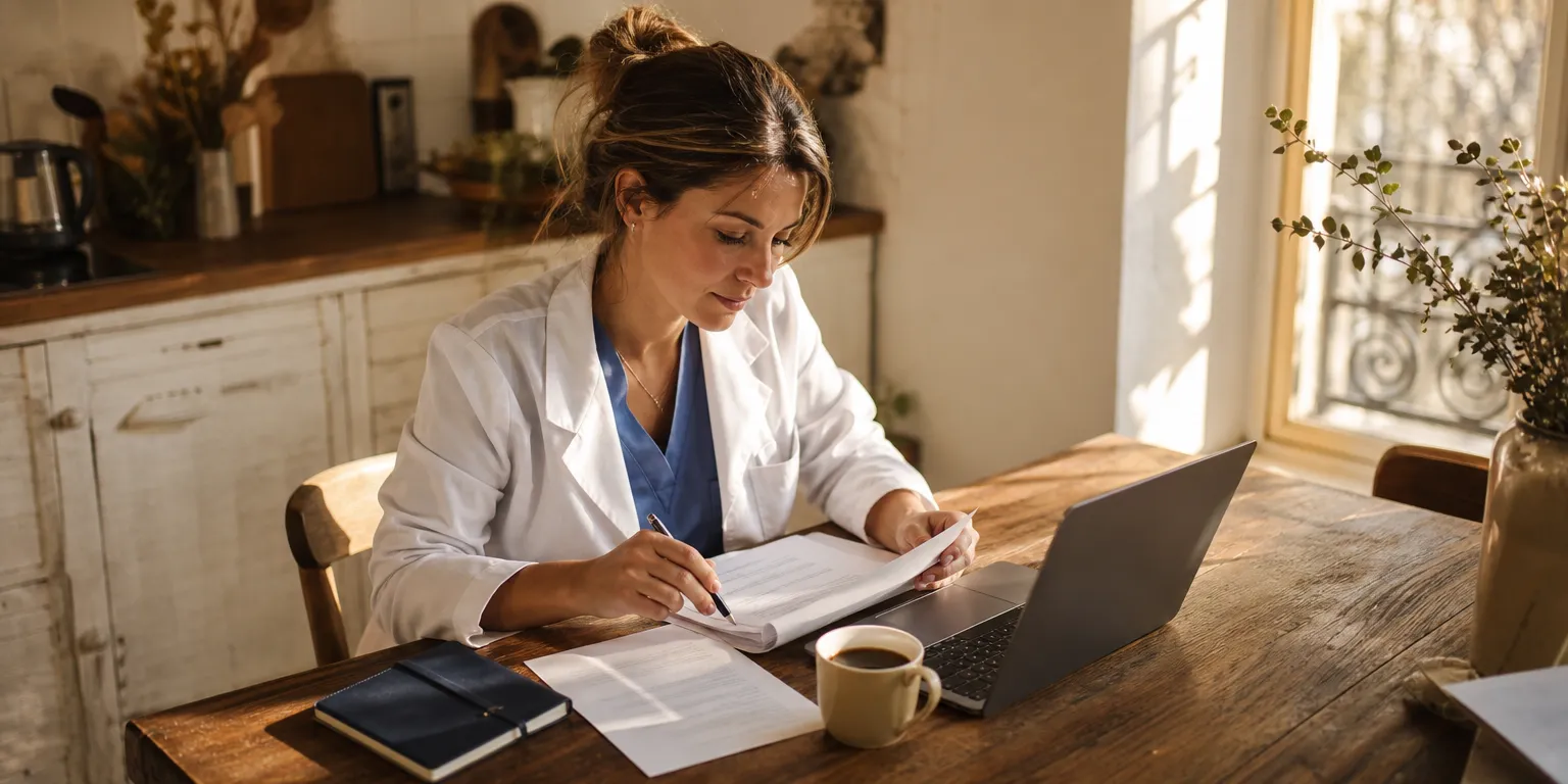 Jeune médecin vérifiant les conditions d'éligibilité à la prime installation médecin ZIP ZAC