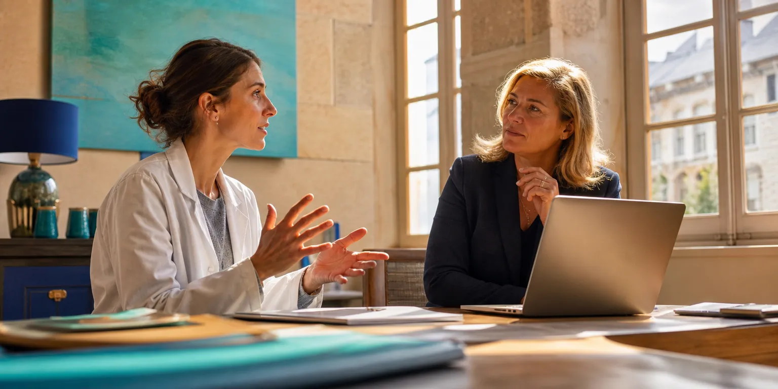 Médecin primo-installé construisant son business plan d'installation avec son expert-comptable