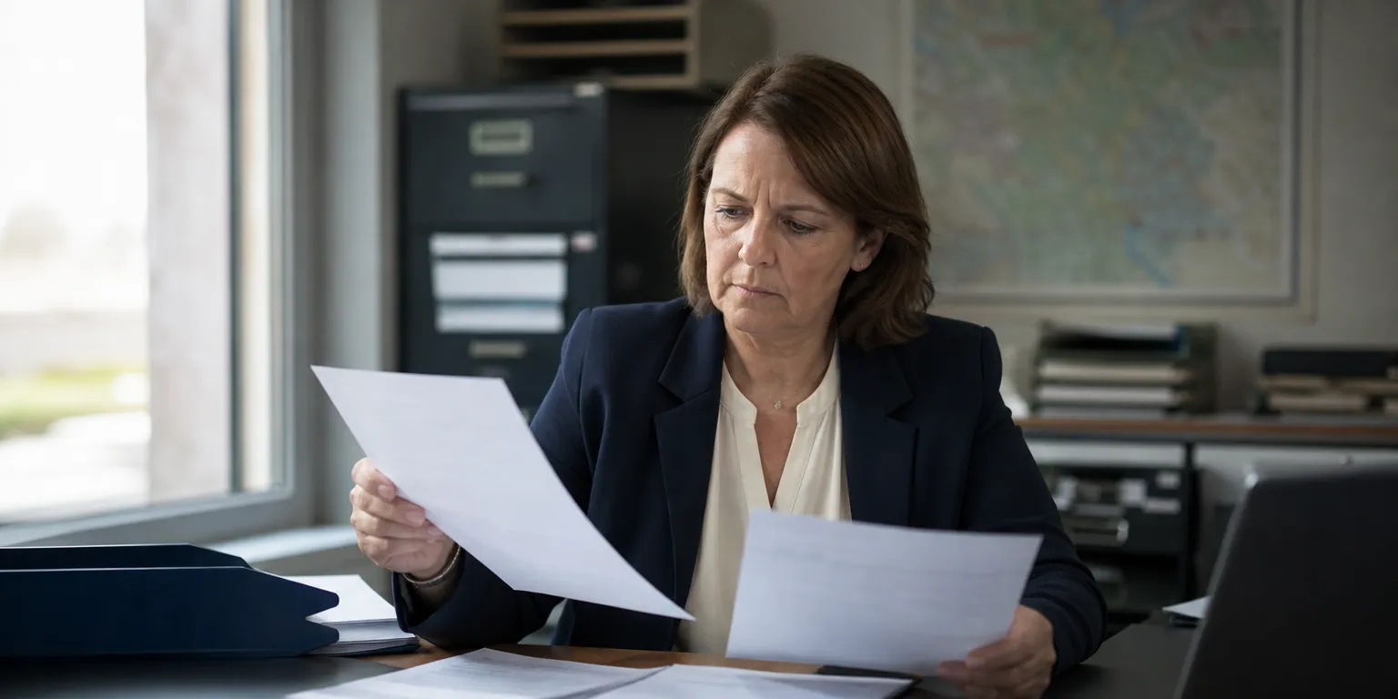 Dirigeante de PME française comparant deux courriers administratifs distincts, illustrant la différence entre la fuite FICOBA et la cyberattaque du système d'information de la DGFiP