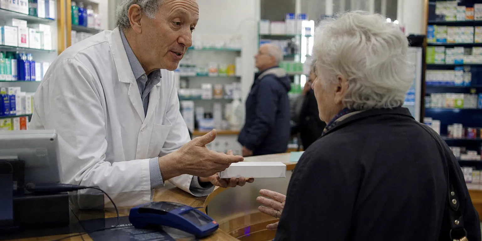 Pharmacien délivrant un biosimilaire au comptoir, les remises biosimilaires plafonnées à 20 %