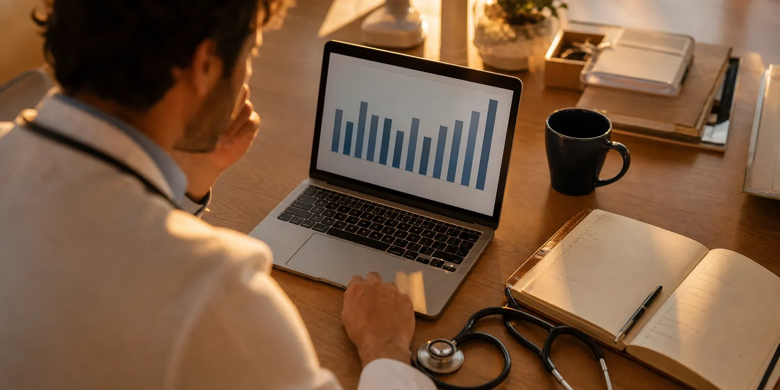 Médecin analysant l'impact de la revalorisation de la consultation médecin sur le chiffre d'affaires du cabinet