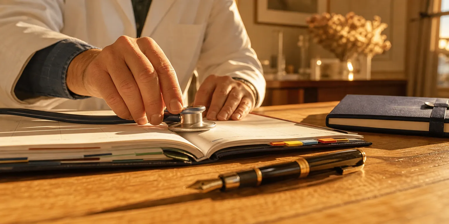 Agenda et stéthoscope pour piloter le cabinet médical selon le calendrier conventionnel 2026