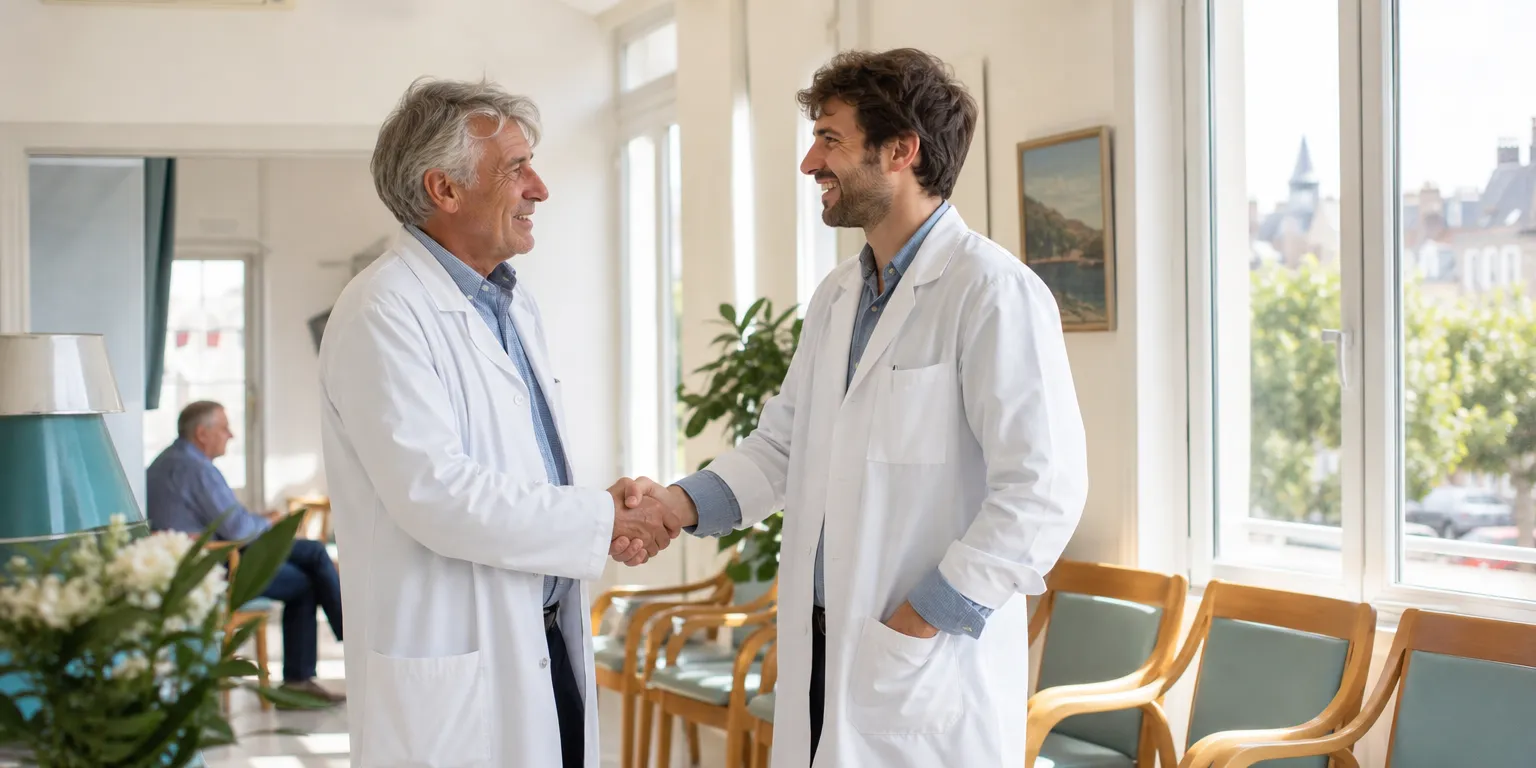 Médecin cédant sa patientèle à son successeur avant son départ à la retraite