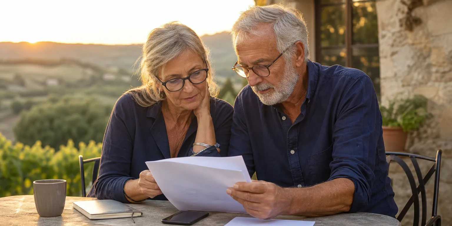 Couple de retraités vérifiant l'abattement de 10 % sur leurs pensions