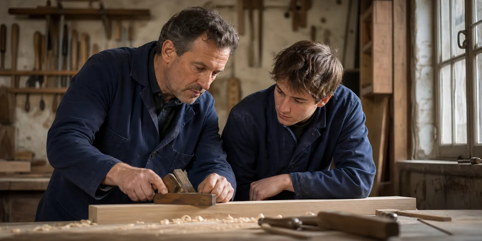 Artisan formant son apprenti : aides à l'apprentissage maintenues dans le budget 2027 des entreprises