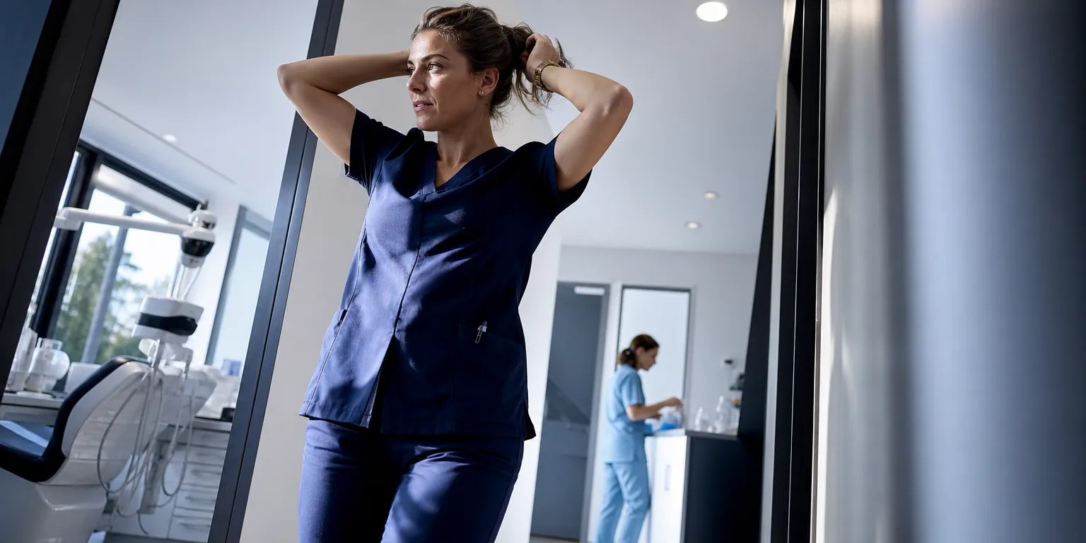 Jeune chirurgienne-dentiste collaboratrice dans un cabinet partagé, illustrant le salaire d'un dentiste débutant