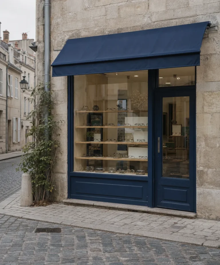 Devanture d'un magasin d'optique indépendant en centre-ville, illustration du salaire opticien et de la grille 2026