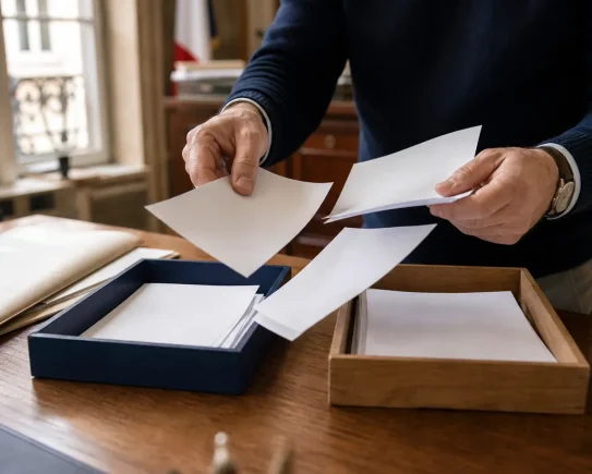 Budget 2027 entreprises : dirigeant triant des documents entre ce qui change et ce qui ne bouge pas dans la loi de finances