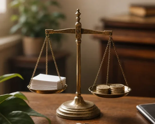 Balance ancienne comparant jours de repos et pièces en euros, symbole de la monétisation des RTT en 2026